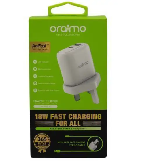 Oramio 18W fastest charger USB & Type-C Dual Output